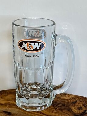 Vintage A&W Root Beer Mug Stein w Logo since 1956 Glass 7 Inch Tall 20oz Heavy